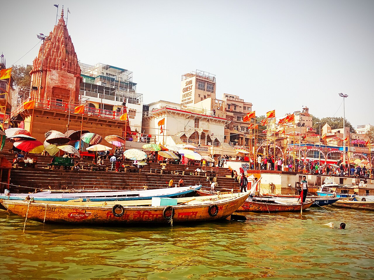 Boats at the ghats of Varanasi, Kashi