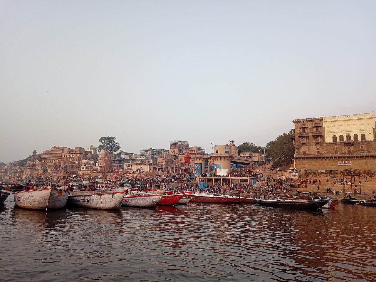 Ghats of Varanasi (Kashi) along the Ganga at dusk